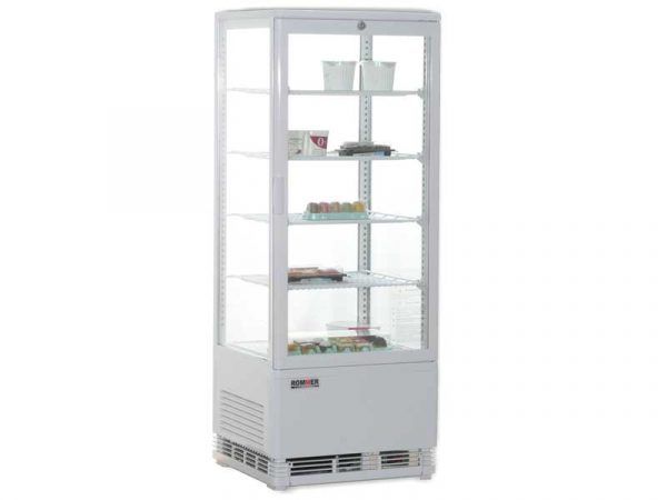 ARMARIO EXPOSITOR ROMMER RT-98 428 X 386 X 1110
VOLUMEN 98L. 4 ESTANTES , 4 CARAS CRISTAL