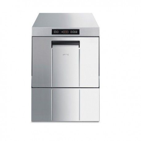 Lavaplatos industrial. SMEG electronico
UD503D Altura util de vajilla 365 mm.
Dimensiones de cesta 500 x 500 mm.
Cuba autolimpiable en acero inox.
Dosificador de abrillantador y detergente

3 programas de lavado 90