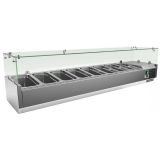 VITRINA INGREDIENTES 1800 X 380 X 440 mm
CUPULA DE VIDRIO
RANGO DE TEMPERATURA +2º+8º
CUBETAS 8 DE 1/3 X 150 ( NO INCLUIDAS)
